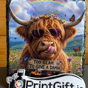 Too Glam To Give A Damn Highland Cow Slate