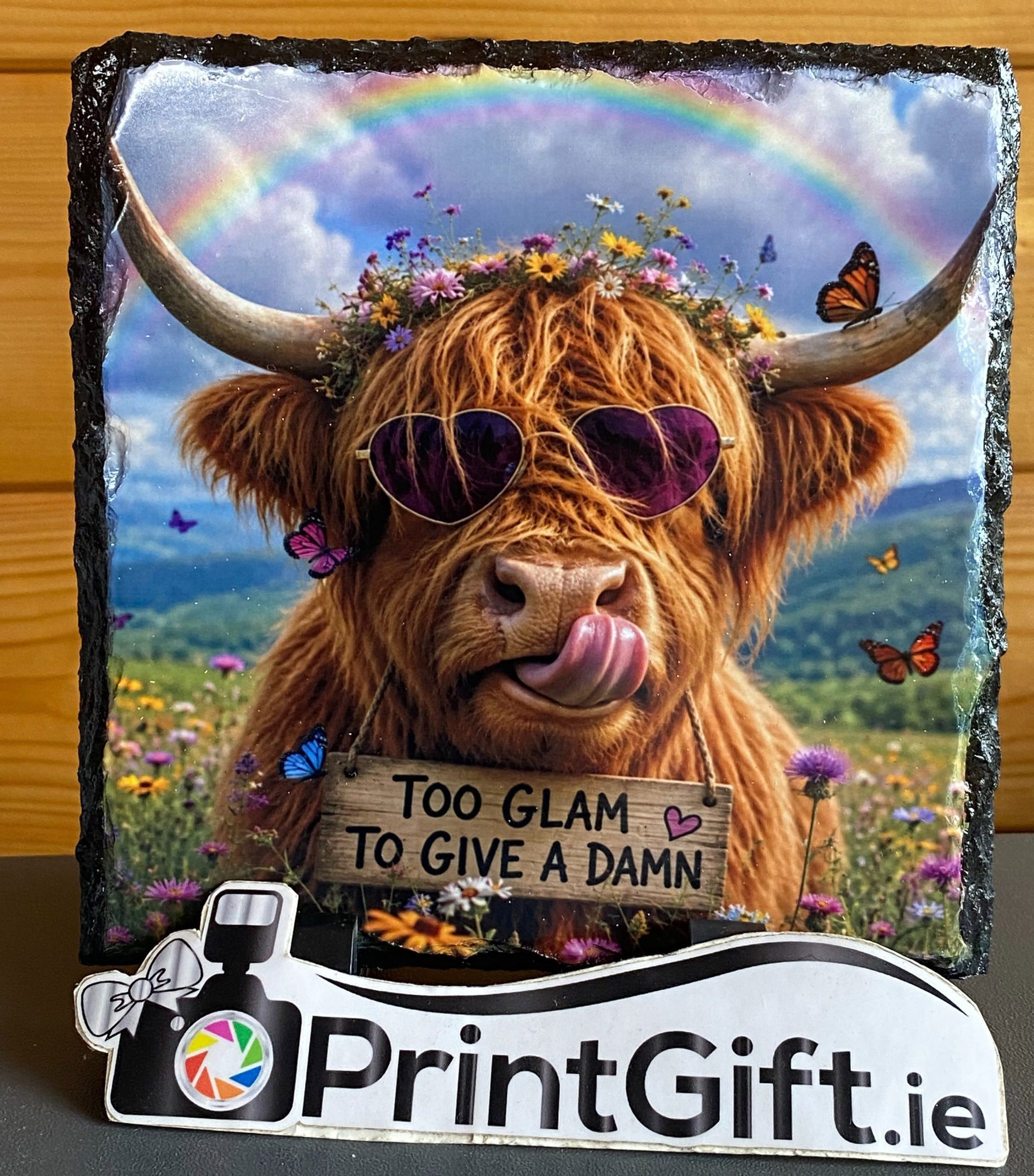 Too Glam To Give A Damn Highland Cow Slate